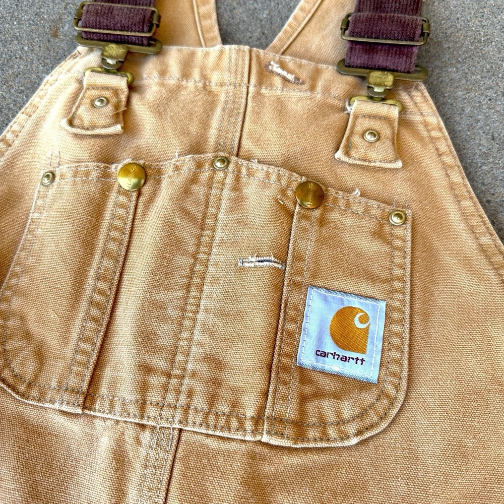 VTG Carhartt Quilted Insulated Duck Bib Overalls Mens 34x34 Double Knee R02 BRN - Picture 7 of 16